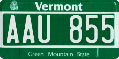 VT license plate AAU855