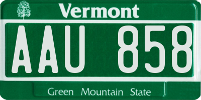 VT license plate AAU858