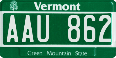 VT license plate AAU862
