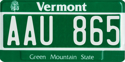 VT license plate AAU865