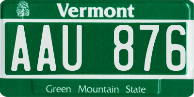 VT license plate AAU876