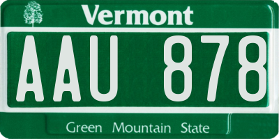 VT license plate AAU878