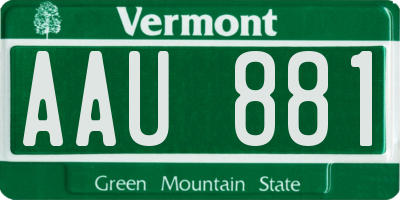 VT license plate AAU881