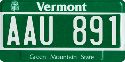 VT license plate AAU891