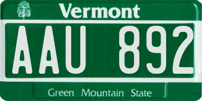 VT license plate AAU892