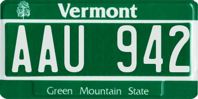VT license plate AAU942