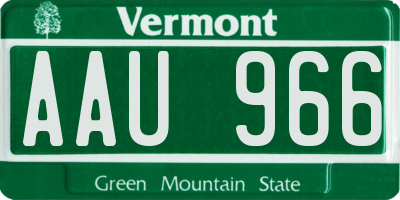 VT license plate AAU966
