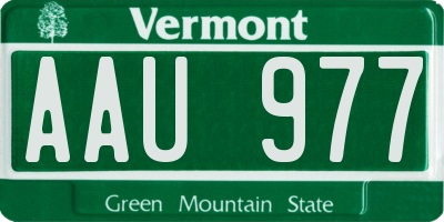 VT license plate AAU977