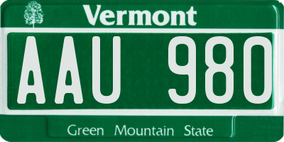 VT license plate AAU980