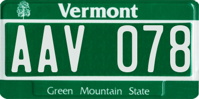 VT license plate AAV078