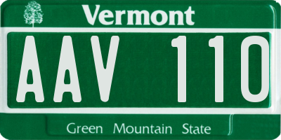 VT license plate AAV110