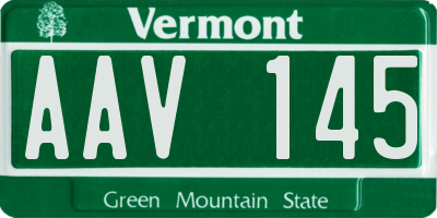 VT license plate AAV145