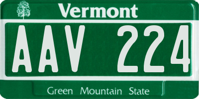 VT license plate AAV224