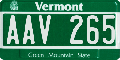 VT license plate AAV265