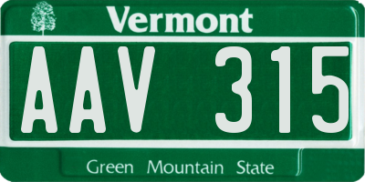 VT license plate AAV315