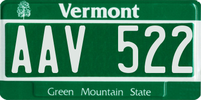 VT license plate AAV522