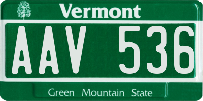 VT license plate AAV536