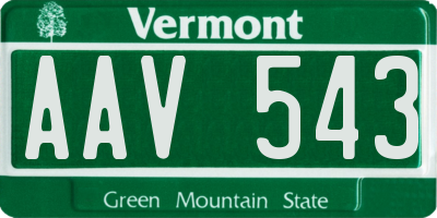 VT license plate AAV543