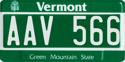 VT license plate AAV566