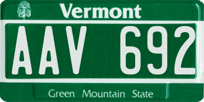 VT license plate AAV692