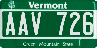 VT license plate AAV726