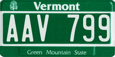 VT license plate AAV799