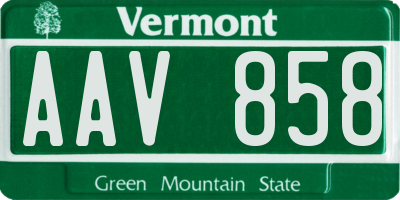 VT license plate AAV858