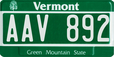 VT license plate AAV892