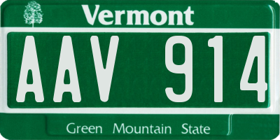 VT license plate AAV914