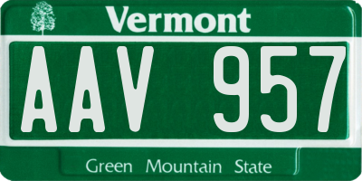 VT license plate AAV957