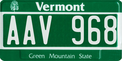 VT license plate AAV968