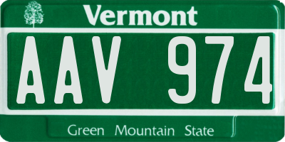 VT license plate AAV974