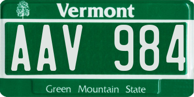 VT license plate AAV984