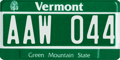 VT license plate AAW044