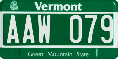 VT license plate AAW079