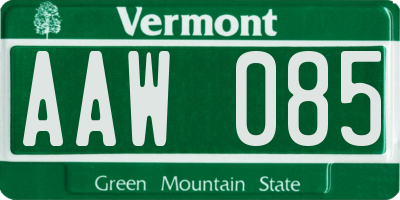 VT license plate AAW085