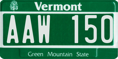 VT license plate AAW150