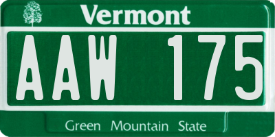 VT license plate AAW175