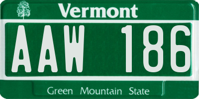 VT license plate AAW186