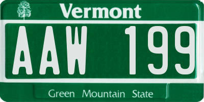 VT license plate AAW199
