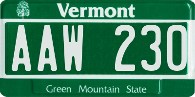VT license plate AAW230