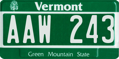 VT license plate AAW243