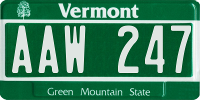 VT license plate AAW247