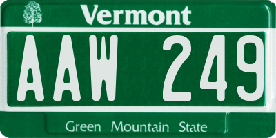 VT license plate AAW249
