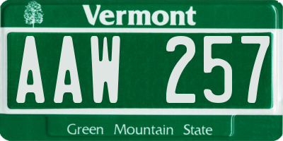 VT license plate AAW257