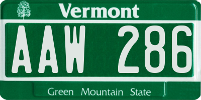 VT license plate AAW286