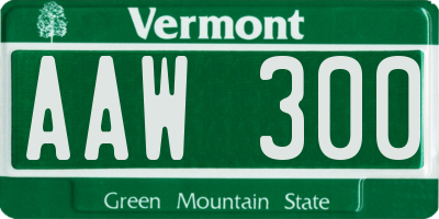 VT license plate AAW300
