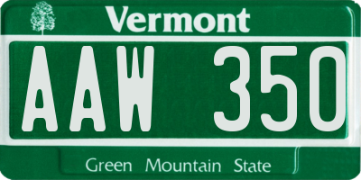 VT license plate AAW350