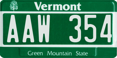 VT license plate AAW354