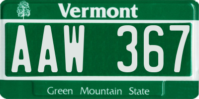 VT license plate AAW367